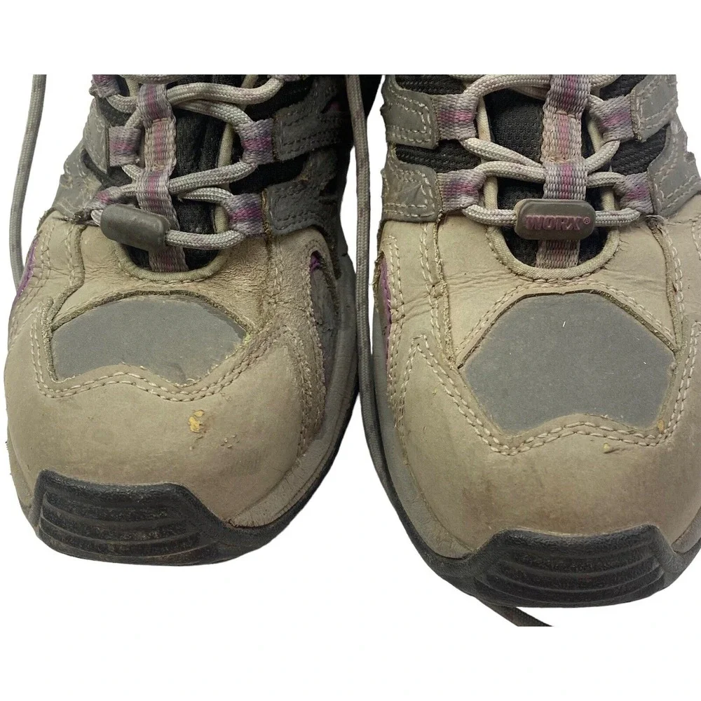 WORX Women Steel Toe Shoes Size 7 Gray Purple Red‎ Work Hiking Sneakers